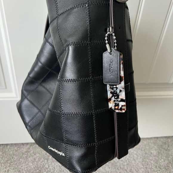 Coachtopia Alter/Ego Black Leather Checkerboard Hobo Bag - Picture 3 of 5